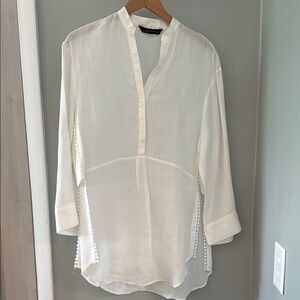 Zara White Mandarin Collar Blouse